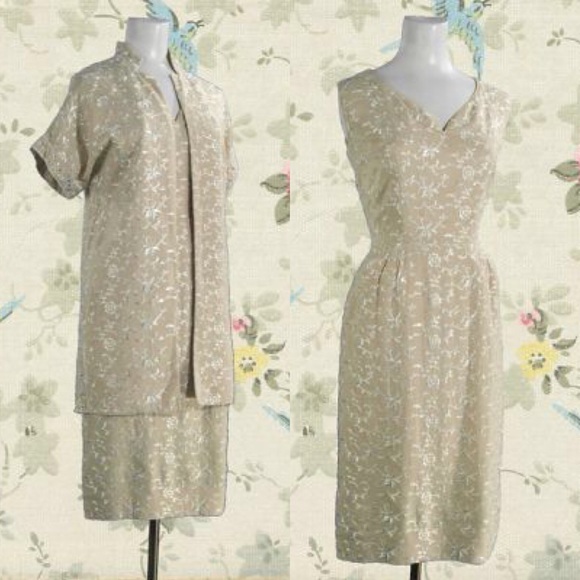 1960s embroidered dress and coat set - Picture 1 of 4